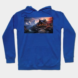 Beautiful house by the water There is a beautiful mountain scenery. Hoodie